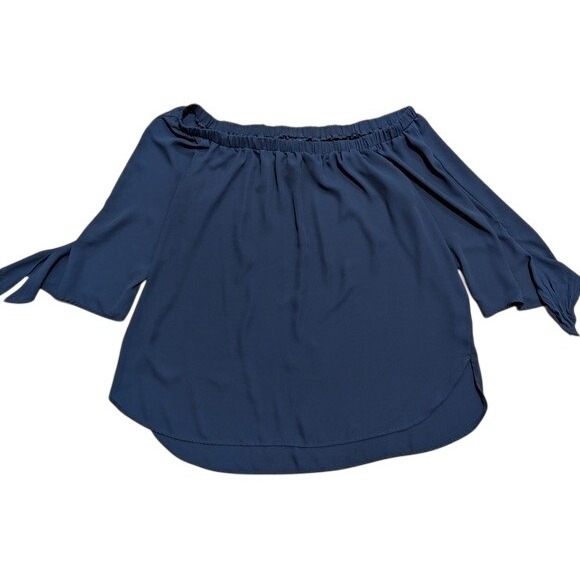 Tacera Tops - Tacera Navy Blue Off Shoulder Blouse Plus Size 2X 18 20 Top Shirt Sexy Dressy